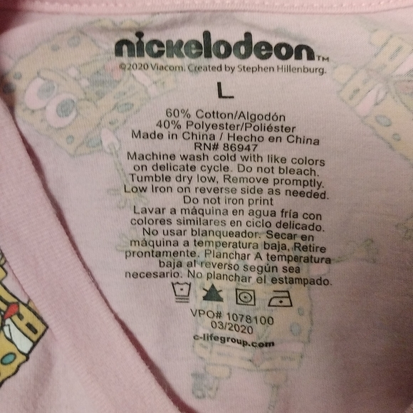 Nickelodeon SpongeBob SquarePants Pink S/S Graphic Tee - Men's L - Picture 4 of 4